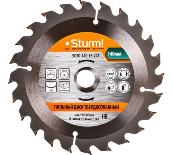 Диск пильный 140х16х24 зубьев Sturm