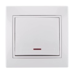 Выключатель 1-кл. СП Мира с подсвет. бел/бел. Lezard 701-0202-111