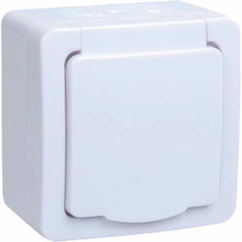 Розетка 1-м ОП Гермес с заземл. с крышкой