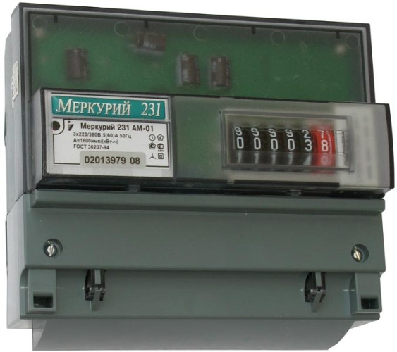 Счетчик Меркурий 231 AM-01 60/5 T1 230/400B ОУ (трехфазный )