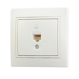 Розетка телеф. 1-м СП Мира RJ11 бел/бел. Lezard 701-0202-137