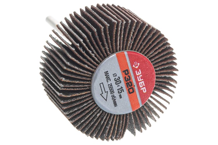 Круг лепест. 30*15мм Р320 на шпильке 3,2мм Зубр