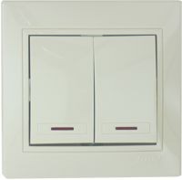 Выключатель 2-кл. СП Мира с подсвет. крем/крем. Lezard 701-0303-112