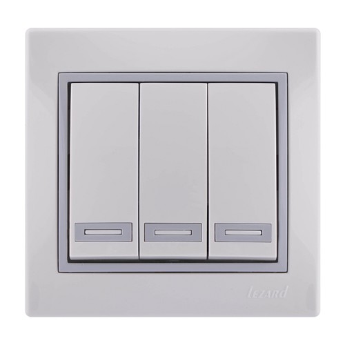 Выключатель 3-кл. СП Мира бел/сер. Lezard 701-0215-109