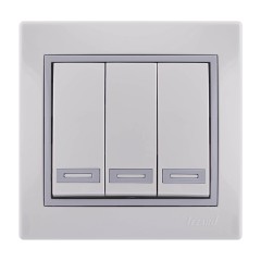 Выключатель 3-кл. СП Мира бел/сер. Lezard 701-0215-109
