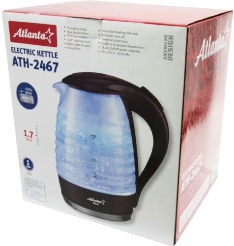 ATLANTA Чайник электрический ATLANTA ATH-2467 (bordo) стеклянный - купить в интернет-магазине по низкой цене на Яндекс Маркете