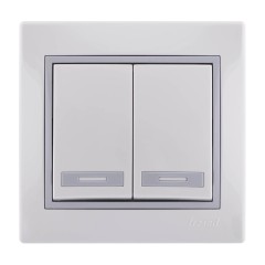 Выключатель 2-кл. СП Мира бел/сер. Lezard 701-0215-101