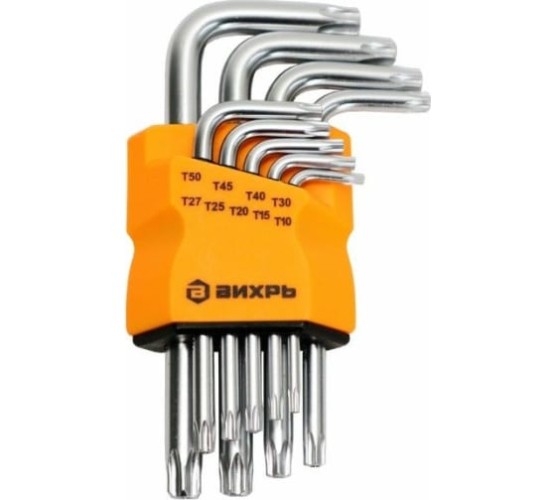 Ключи имбусовые Вихрь 9штТ10-Т50 Torx 73/6/5/12
