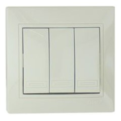 Выключатель 3-кл. СП Мира крем/крем. Lezard 701-0303-109