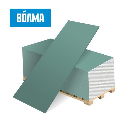 Гипсокартон 2500х1200х9,5 мм влагост.