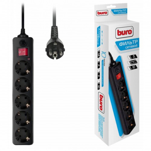 Сетевой фильтр BURO 5 розеток 1,8м