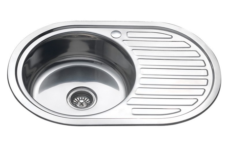 Мойка нерж. врез. 77*50*18 т.0,8 левая + сифон