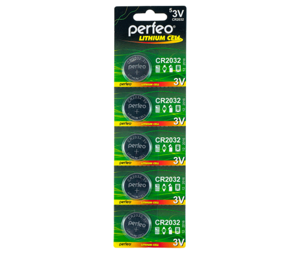 Элемент питания PERFEO CR2032-5BL LITHIUM