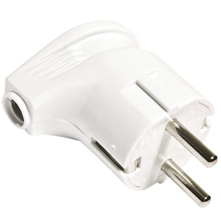 Вилка эл. с/з угловая бел/чер 16А A105/A0105 UNIVERSAL