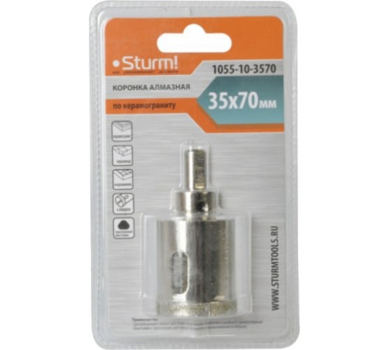 Коронка по керамогр. 35*70мм Sturm 1055-10-3570