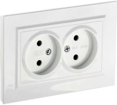 Розетка 2-м СП РС12-2-БрБ 10А без заземл. белый Brite