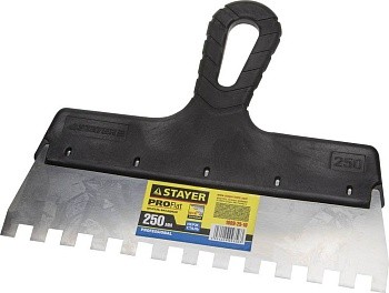 Шпатель зубчатый 250 мм 10*10 STAYER