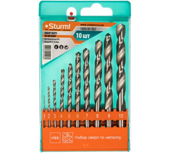 Набор сверл по мет. 10 шт. Sturm 1055-01-SS1