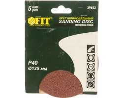 Круги шлифовальные 5 шт. (125 мм; Р40) FIT IT 39652 - выгодная цена