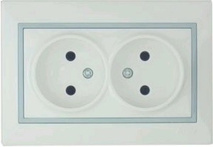 Розетка 2-м СП Мира без заземл. керам. бел/сер. Lezard 701-0215-128
