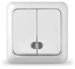 Выключатель 2-кл. ОП Олимп 10А с инд. бел. О0123