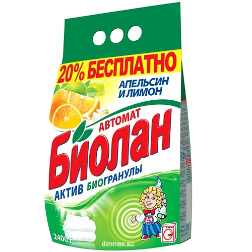 Стир. порошок Биолан автомат Апельсин и лимон 2,4кг