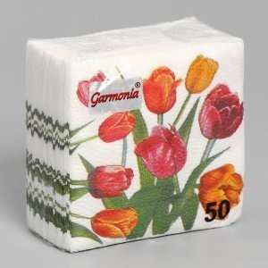 Салфетки Гармония тюльпаны 50шт