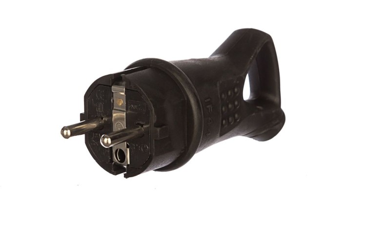 Вилка эл. с/з каучук угловая с кольцом черная 0003 UNIVersal