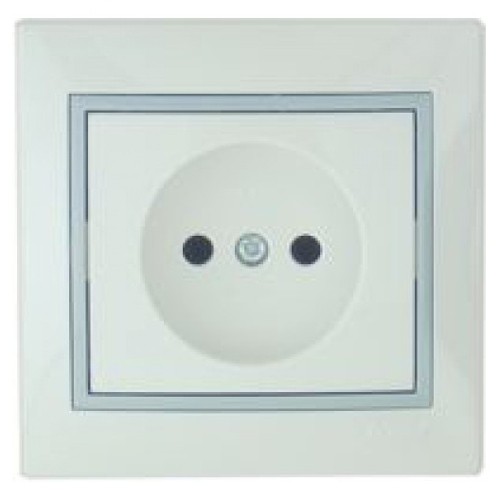 Розетка 1-м СП Мира без заземл. керам. бел/сер. Lezard 701-0215-121