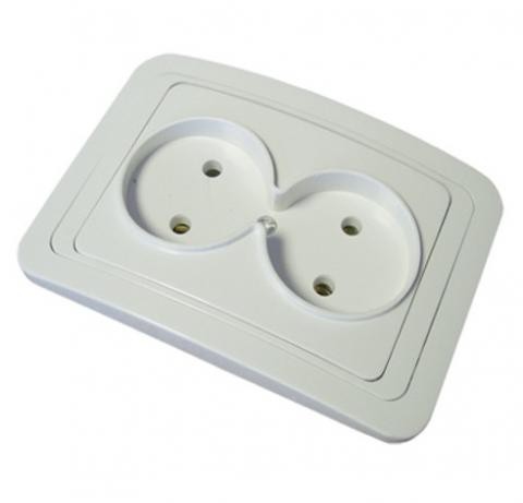 Розетка 2-м СП Валери б/з 16А бел В0102