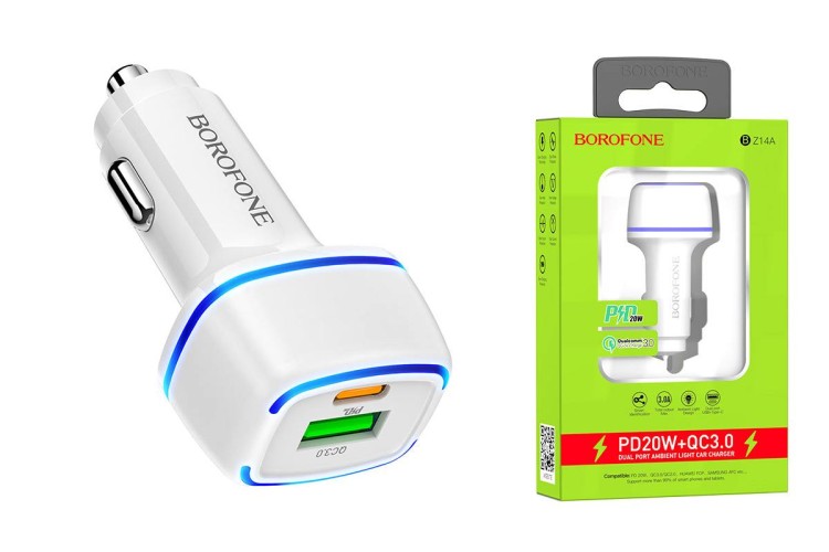 Автом.зарядное устройство с Type-C(PD3.0)+USB(QC3.0) Borofone BZ14A купить в интернет магазине Опт-Телеком