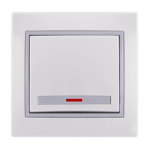 Выключатель 1-кл. СП Мира с подсвет. бел/сер. Lezard 701-0215-111