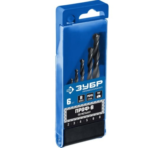 Набор сверл по мет. 6шт 2-8мм ЗУБР
