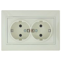 Розетка 2-м СП Мира с заземл. керам. бел./бел. Lezard 701-0202-127